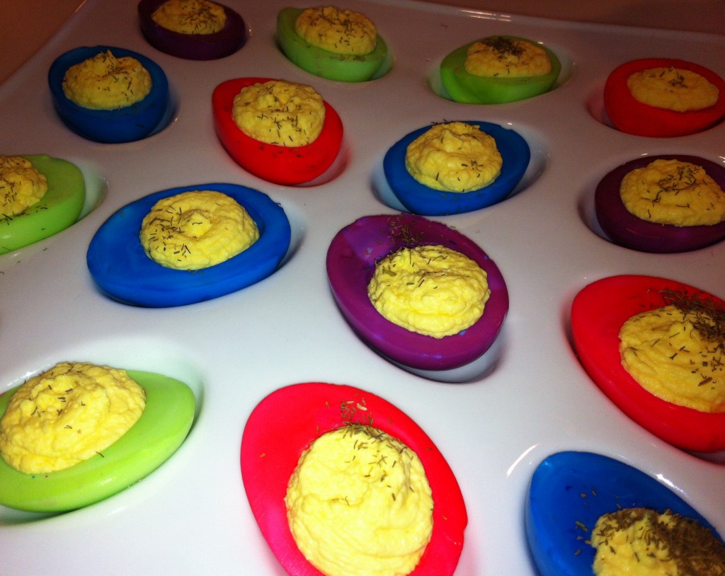 Deviled Eggs dyed with food color