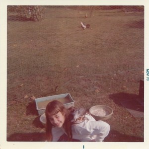 Egg on Kathy's shoulder 1973