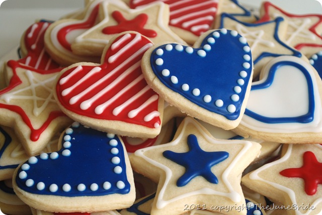 Patriotic Cookies http://thejunebride.blogspot.com/search?q=fourth+of+july