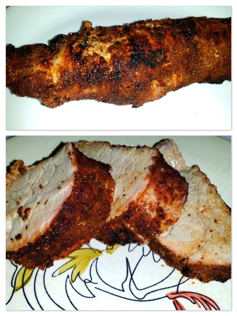 Pork loin cooked collage