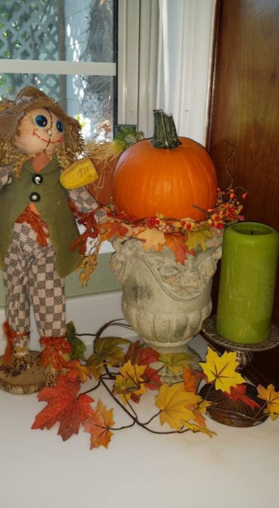 Scarecrow and pumpkin make perfect fall decorations!